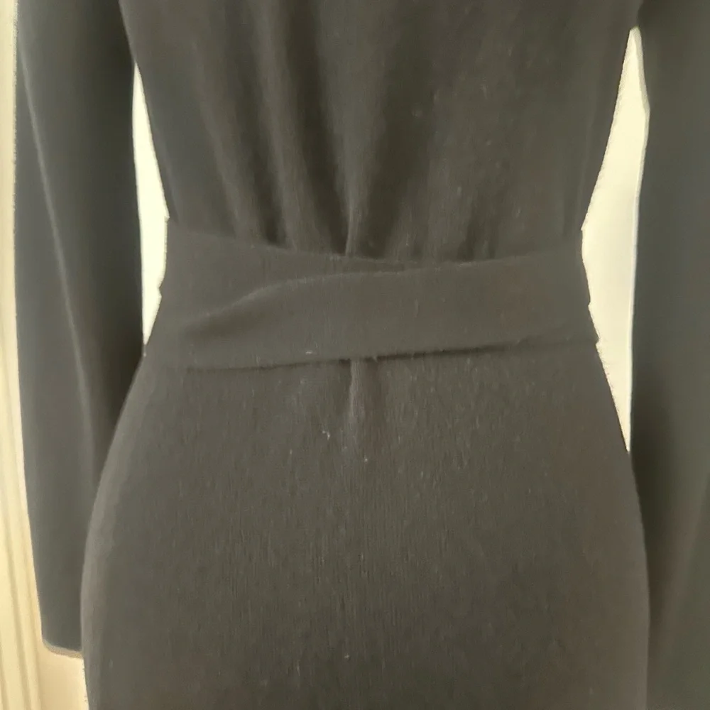 DVF Cashmere Blend Black Wrap Dress - Picture 6 of 13
